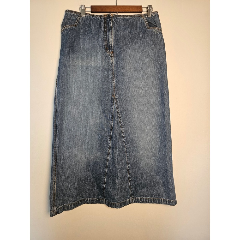[Y2K Boho] Faded Glory Denim Maxi Skirt  12 Blue Sandblast A-Line Long Cotton